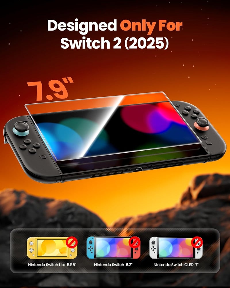 VOYEE Screen Protector for 2025 Switch 2, 7.9 Inch Tempered Glass 3 Packs, 9H Hardness Anti Scratch, Ultra HD Clear, Bubble Free, Touch Sensitive, Easy Installation Kit Included - Image 2